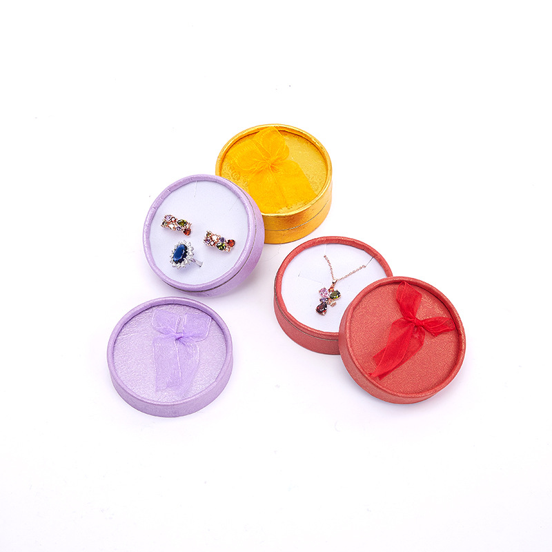 Bow, round jewelry box, necklace box, bracelet box, accessory packaging box, stud earrings, earrings, jewelry packaging box Specification image