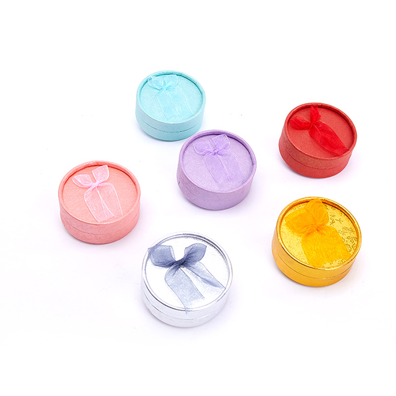 Bow, round jewelry box, necklace box, bracelet box, accessory packaging box, stud earrings, earrings, jewelry packaging box details Picture