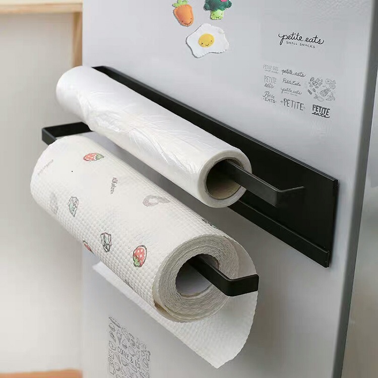 Customized Japanese-style magnetic bathroom towel rack without drilling, double-pole rack, bathroom, kitchen and hook-mounted storage rack