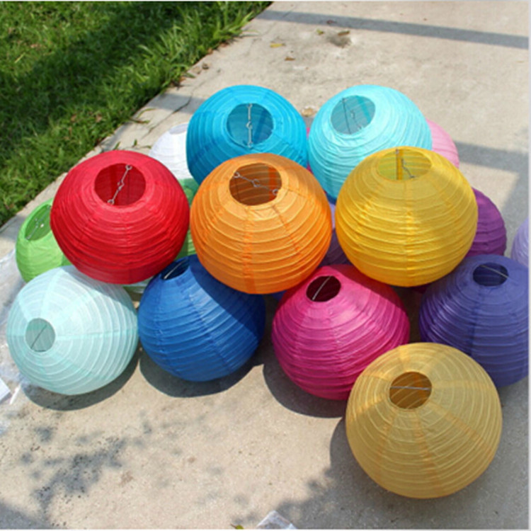 Manufacturers Wholesale White Paper Lanterns Mid-Autumn Festival Spring Festival Folding Hand-Made Circular Paper Lanterns Wedding Supplies Decoration