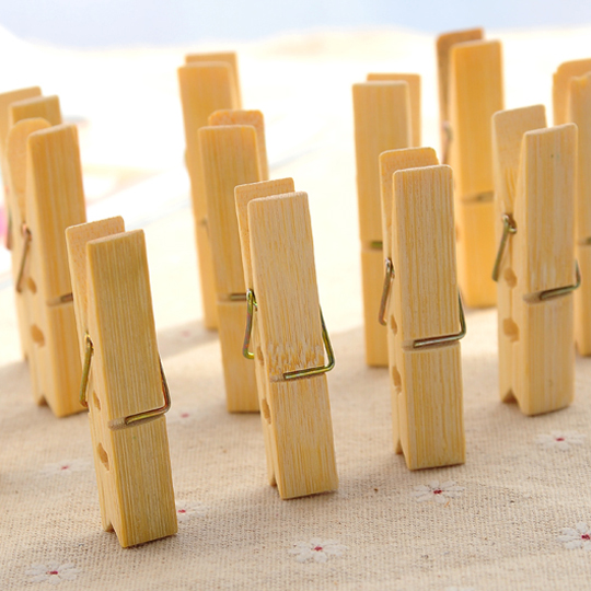 Bamboo clips for drying clothes, household fixed wooden clips for drying clothes, windproof quilts, 20 sets of drying clips, greenhouse clips Specification image