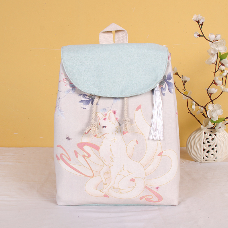 国潮刺绣帆布复古中国民族风休闲双肩包文艺汉服古风双肩背包产品图