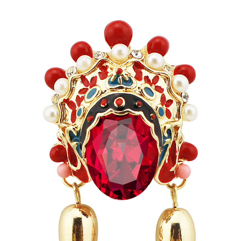 Original jewelry Korean version retro Chinese style crystal sweater chain wholesale Beijing Opera facial mask flower brooch necklace collar Item Picture