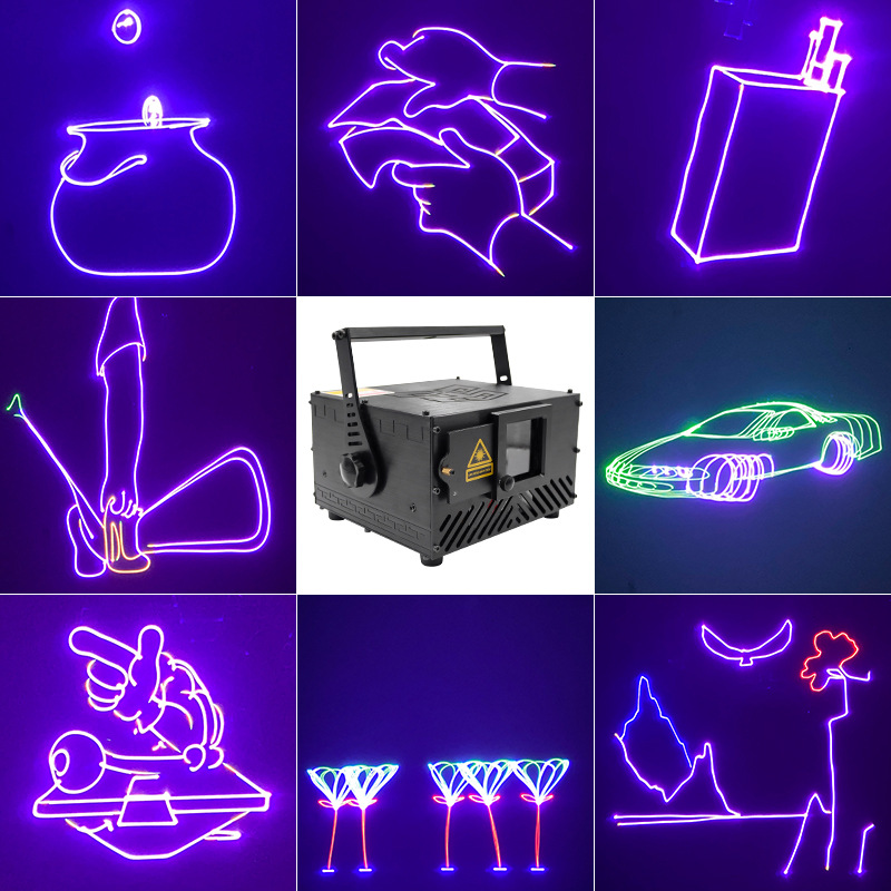 3D full-color animation lights, laser cartoon laser projection lights, dj bar flashlights, colorful line beam stage lights Specification drawing