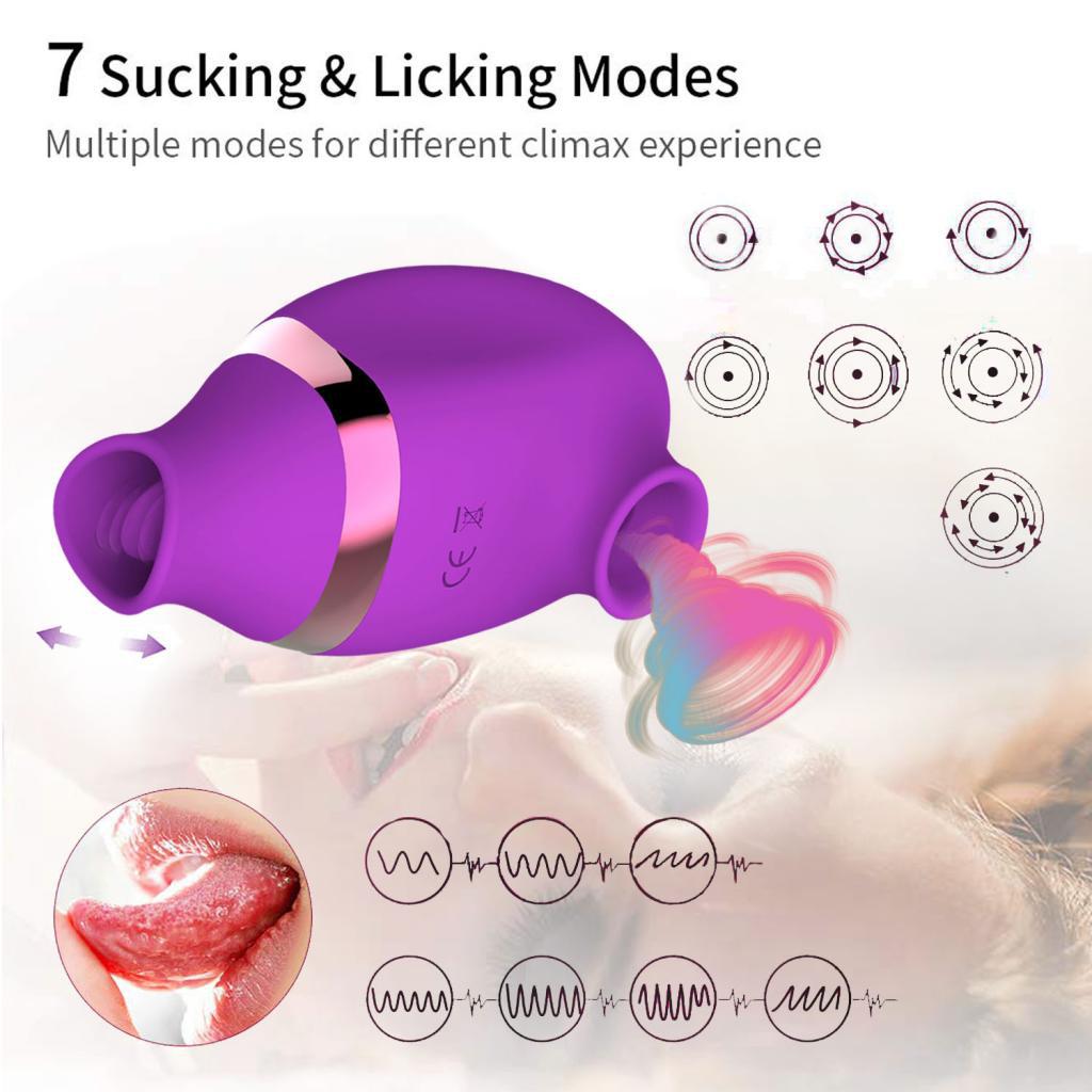 Licking vibrator charging dual-head sucking mini Trendy women's masturbation stimulation vibrator details Picture