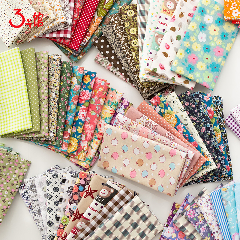 拼布布组纯棉平纹碎花布料 布头玩具碎花面料批发跨境diy手工拼布细节图