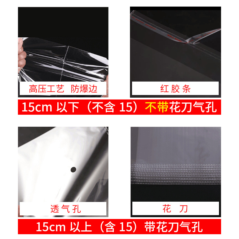 Opp Self-Adhesive Bag Transparent Plastic Bag Clothing Mask Jewelry Cosmetic Plastic Bag Specification drawing