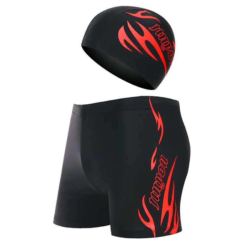 Wholesale of adult swimming trunks, swimming caps, men's professional swimming equipment, flame-printed briefs, swimming suits and gear