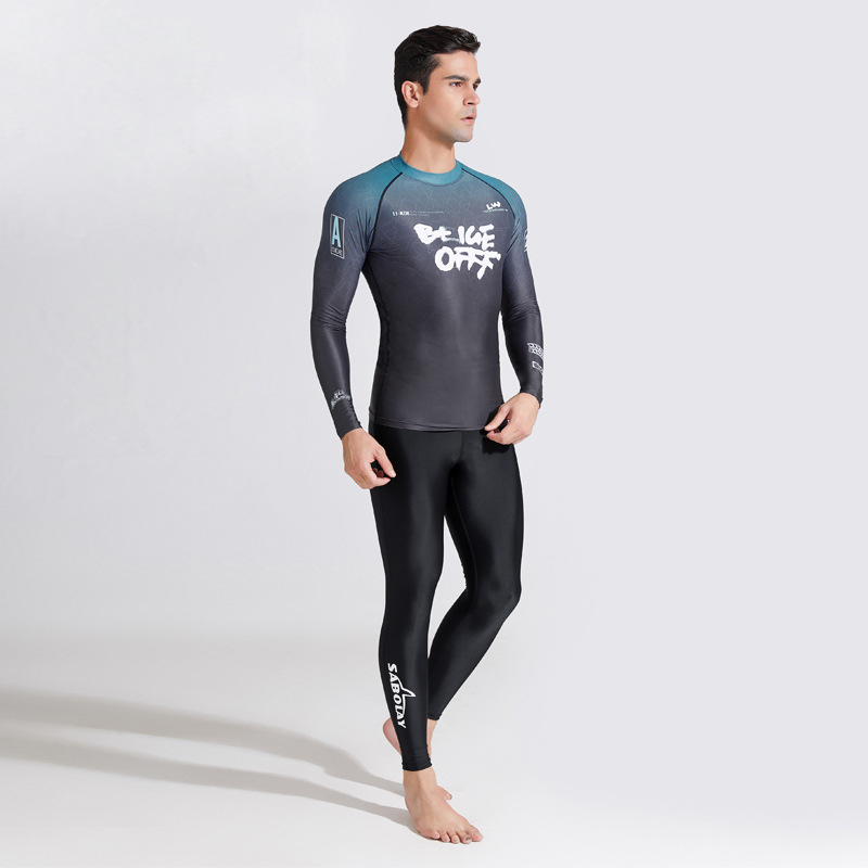 New Split Bathing Suit Quick Dry Men's Long Sleeve Sun Protection Outdoor Surfing Suit Swimming Paddling Suit Application Scenario