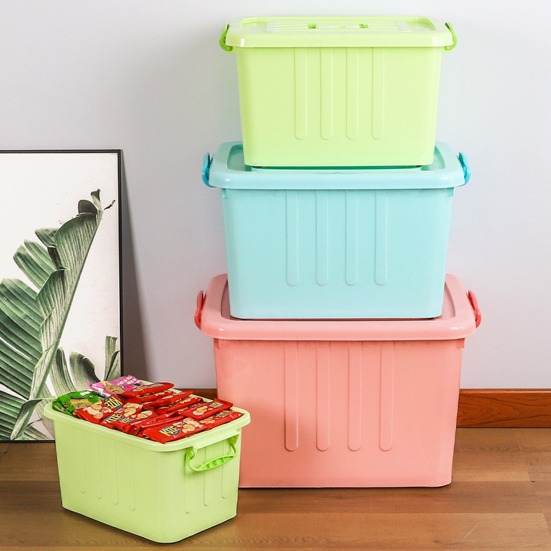 Portable organizer Large plastic wheel with lid storage box Household toys Sundries clothes storage box Color full figure