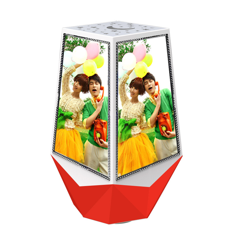 360° rotating LED light-emitting photo frame, multi-functional injection-molded photo frame Specification drawing