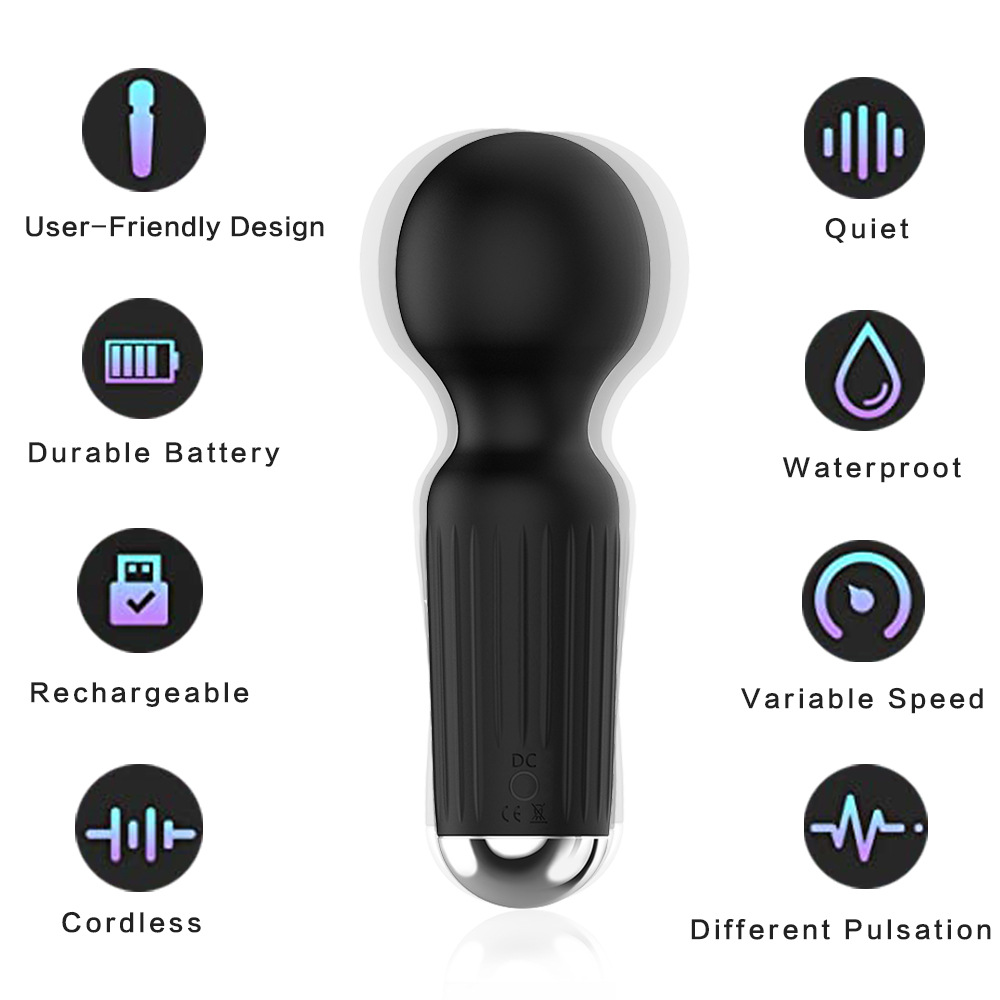Mini charging AV stick for women, female masturbation device, 20-frequency waterproof vibration stick with soft beads details Picture