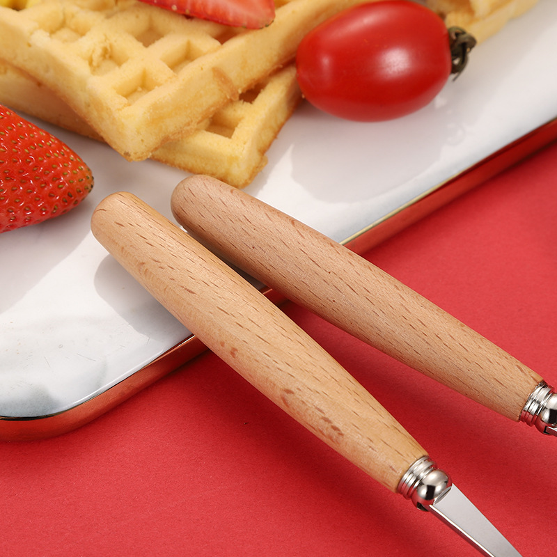 Pure Wooden Handle Tableware Set Stainless Steel Convenient Three-Piece Children's Soup Spoon Chopsticks Fork Spoon Student Gift Item Picture