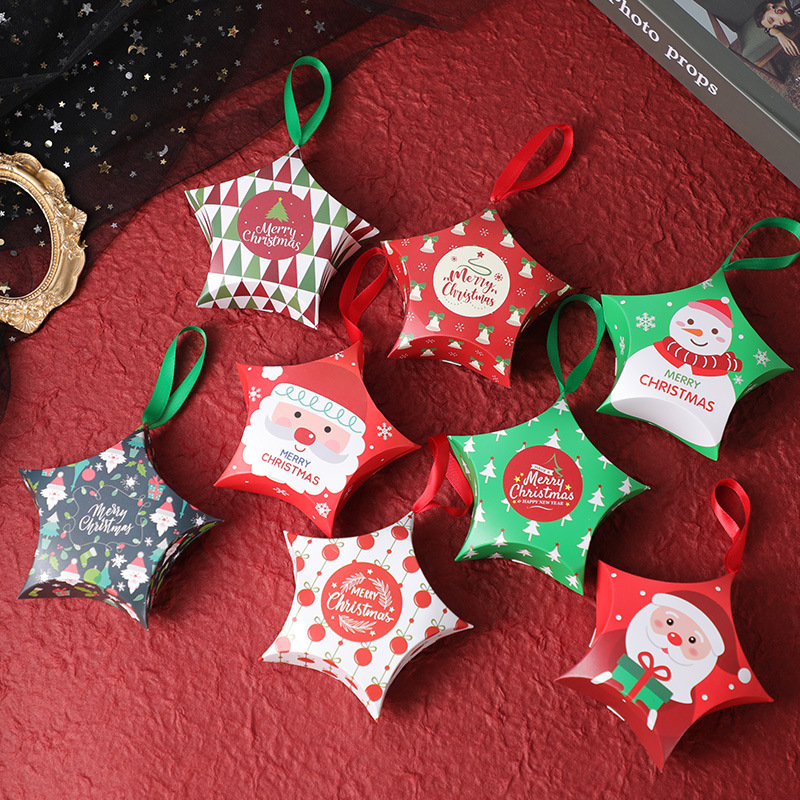 Amazon Creative Christmas Candy Packaging Box, Christmas Eve triangle Candy box, paper box gift bag wholesale S932 Specification image