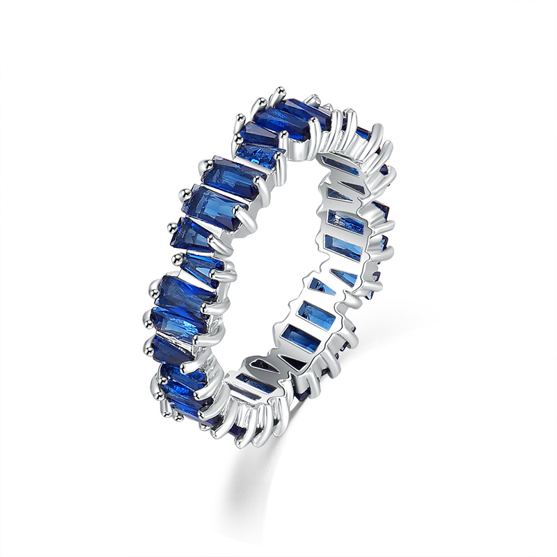 Kashi Accessories' cross-border best-selling supply of colorful Tifang Zircon rings, electrocardiogram women's fashionable and personalized rings Specification image