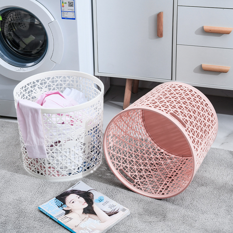 Hollowed-out colorful round household laundry basket, new large dirty clothes basket, metal toy storage bucket, storage basket, batch Application Scenario