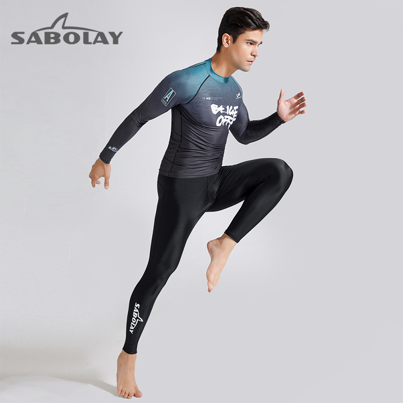 New Split Bathing Suit Quick Dry Men's Long Sleeve Sun Protection Outdoor Surfing Suit Swimming Paddling Suit Specification drawing