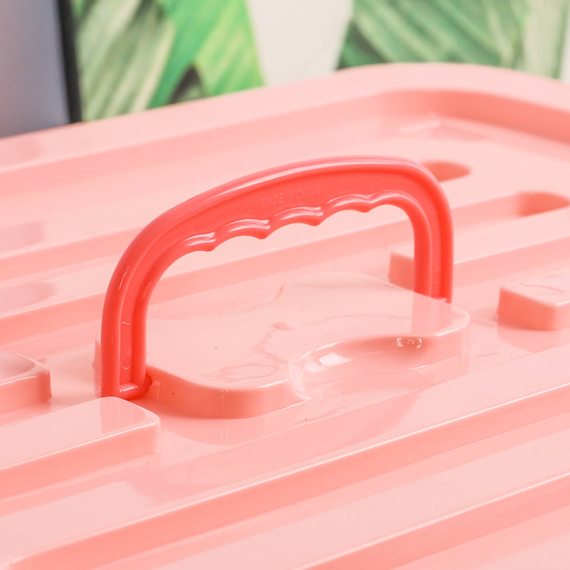 Portable organizer Large plastic wheel with lid storage box Household toys Sundries clothes storage box Color Application Scenario