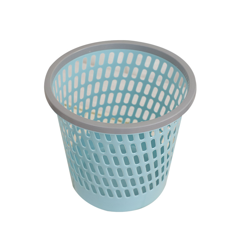 Factory wholesale of simple plastic hollowed-out pressure ring trash cans without LIDS for household kitchen, living room and bathroom paper basket tubes Application Scenario