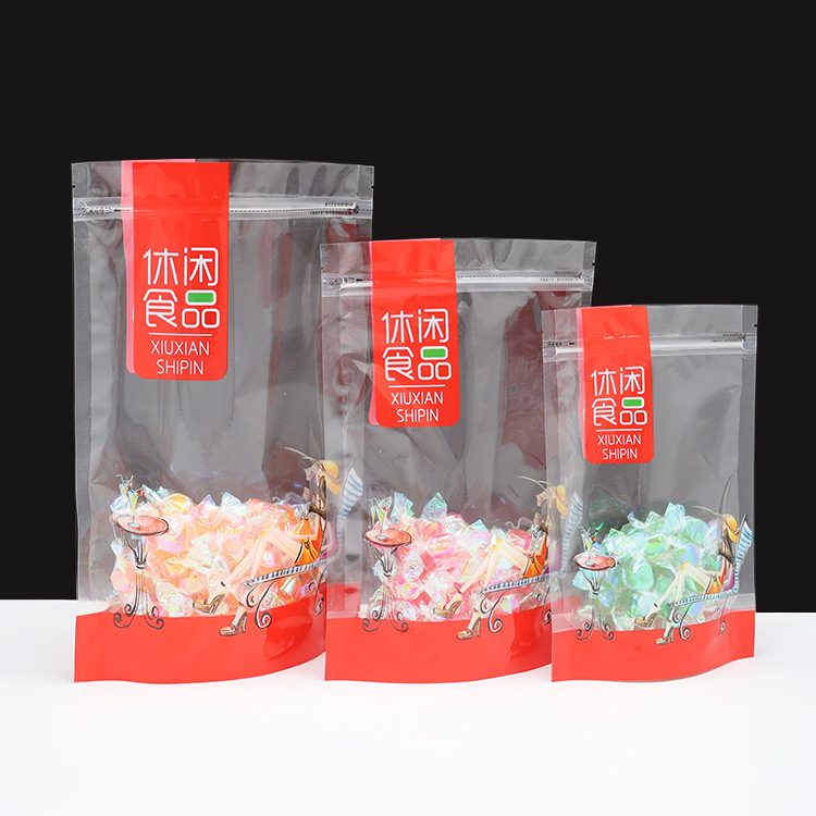 Thick, transparent, self-sealing plastic packaging bags for dried fruits, snack foods, candies, biscuits, snowflake pastries and sealed bags details Picture