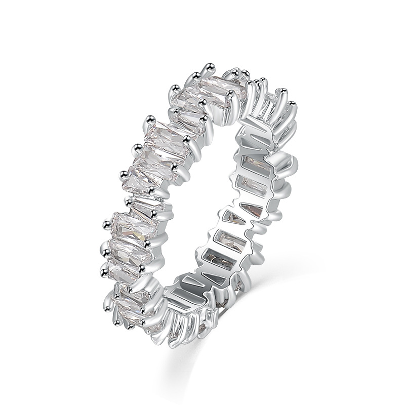 Kashi Accessories' cross-border best-selling supply of colorful Tifang Zircon rings, electrocardiogram women's fashionable and personalized rings Item Picture