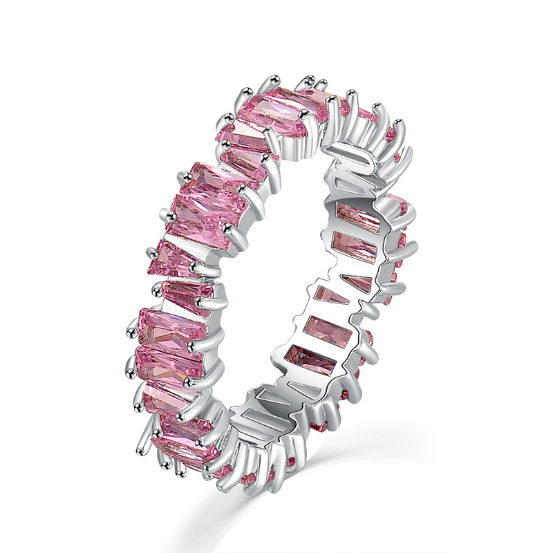 Kashi Accessories' cross-border best-selling supply of colorful Tifang Zircon rings, electrocardiogram women's fashionable and personalized rings details Picture