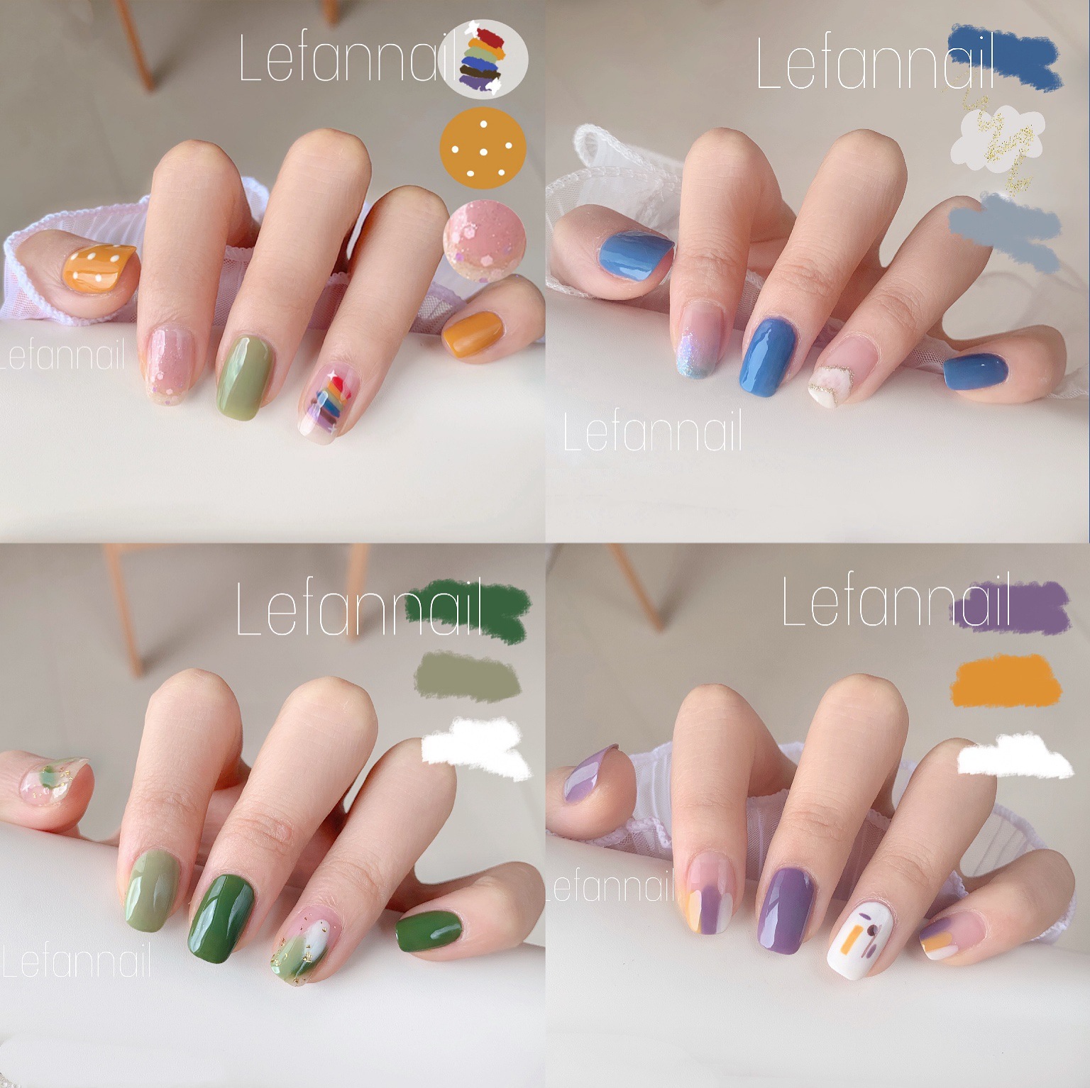 New Ins Korean-Style Nail Stickers Easy To Use Rainbow Graffiti Nail Stickers Waterproof Long-Lasting Nail Stickers Wholesale details Picture