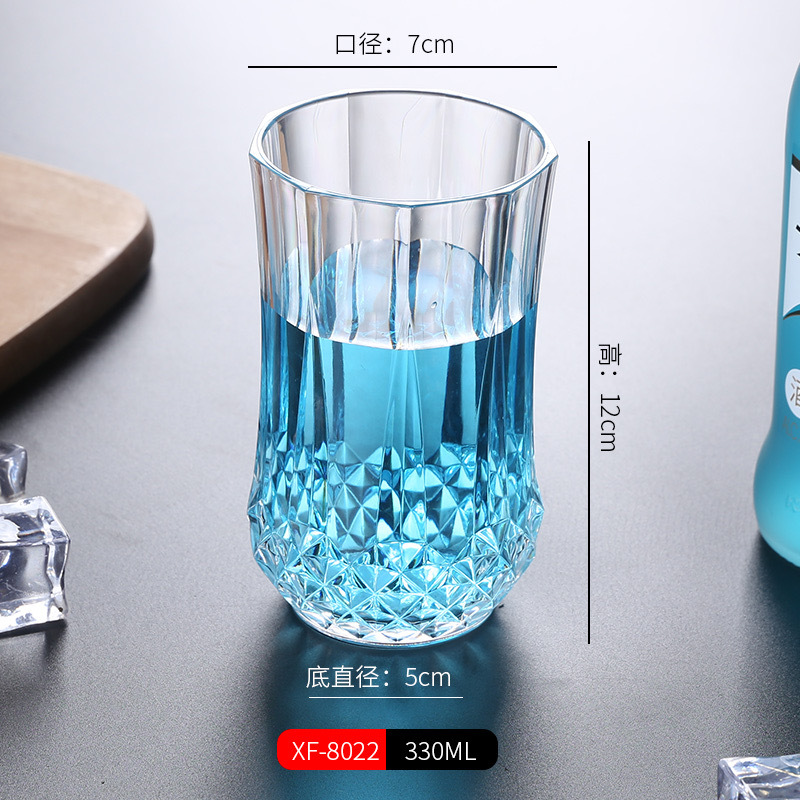 Transparent Plastic Drink Cup Pc Acrylic Bar Restaurant Water Glass Glass Color Thickened Mouthwash Cup Factory Direct Sales Specification drawing