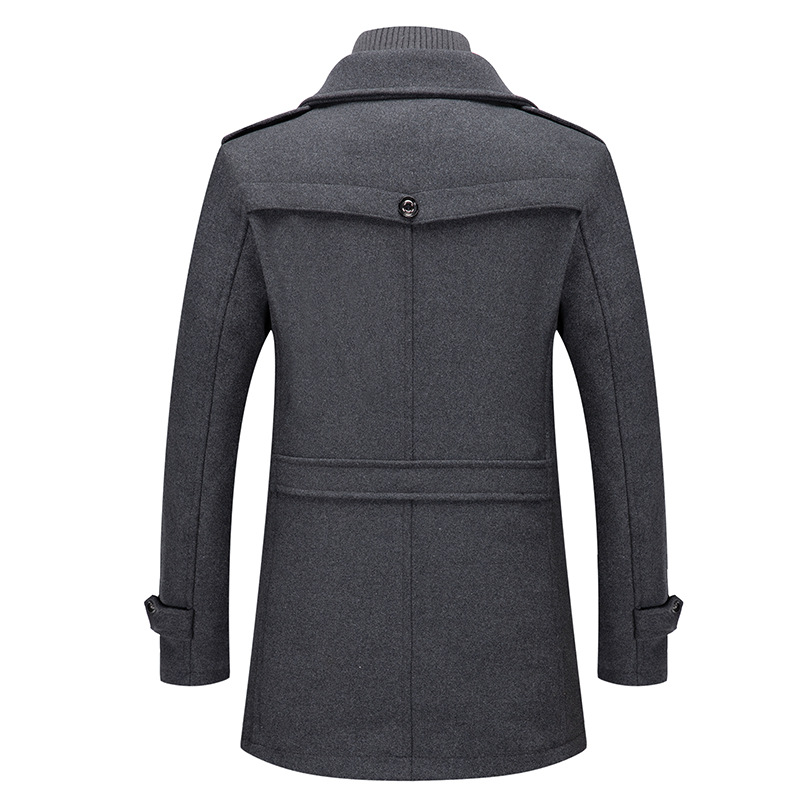 Autumn and winter men's business woolen overcoat, fashionable double-collar cold-resistant woolen men's coat, cross-border woolen overcoat for men Item Picture