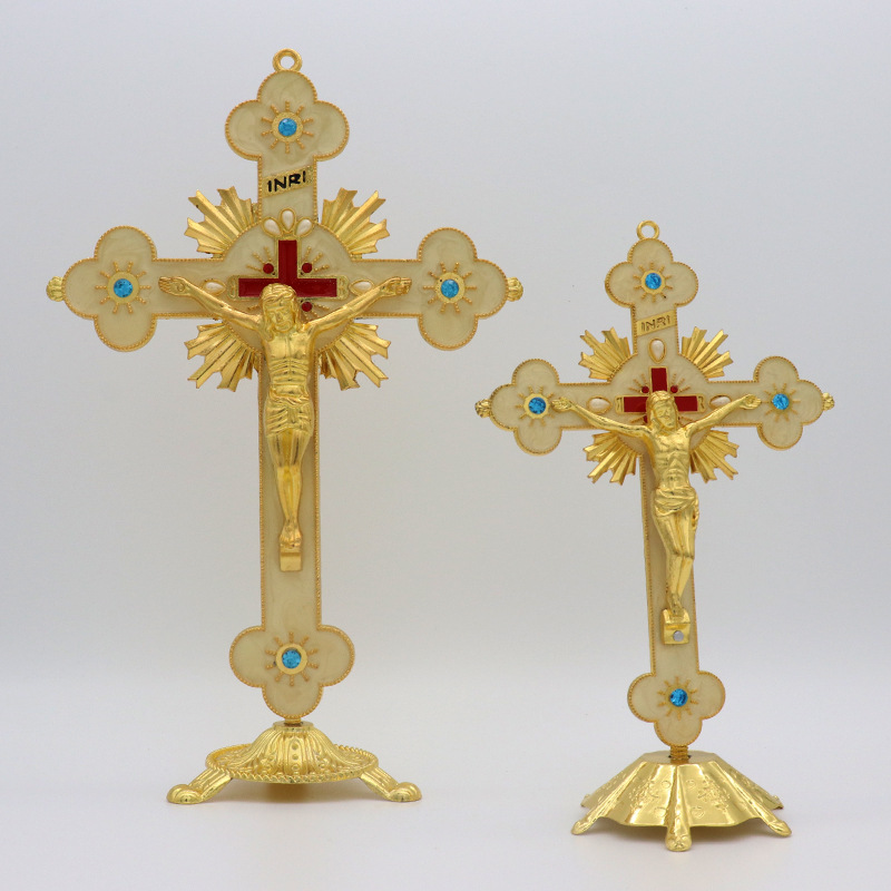 Cross Border Supply Office Home Desktop Decorations Metal Accessories Drop Oil Cross Decorations