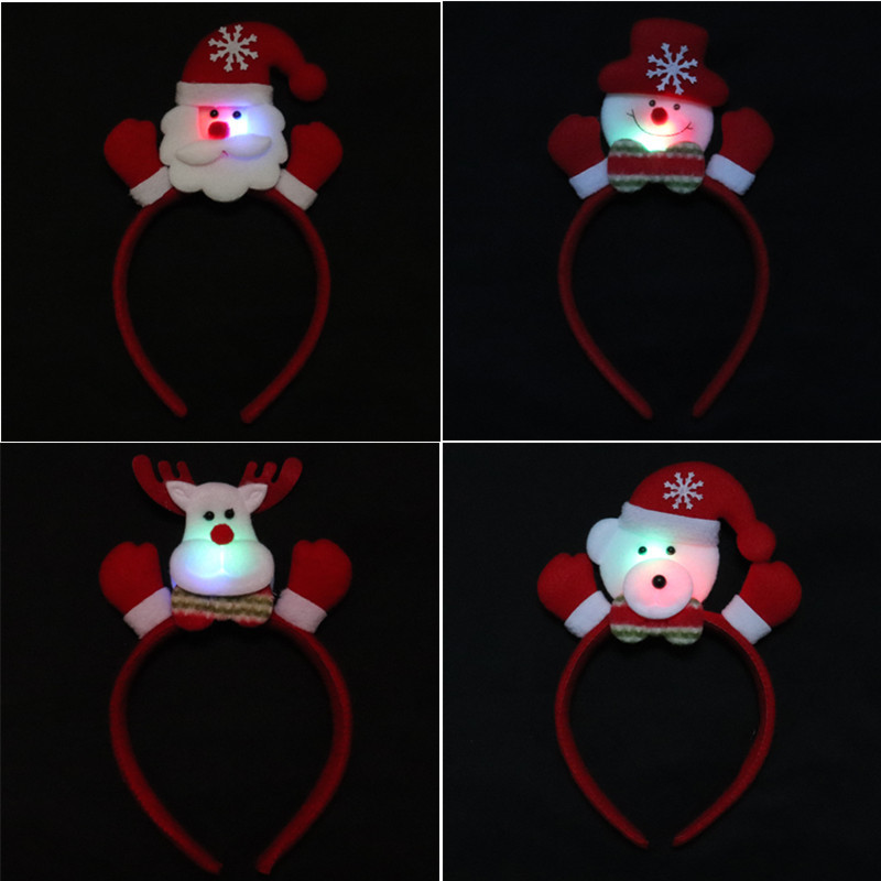 Christmas headband Christmas Glow Hair clasp Adult children decorative dress up decorations Elderly snowman antler gift Specification drawing