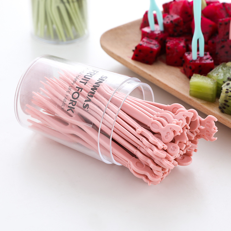 50 disposable household tableware sets: Fruit forks, dessert cakes, cute and creative salad forks, and fruit skewers Specification image