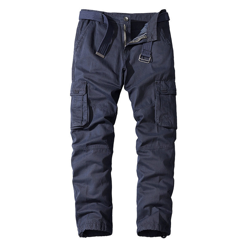 Amazon men's casual pants, pure cotton loose straight-leg multi-pocket workwear pants, wholesale men's pants for all four seasons Item Picture