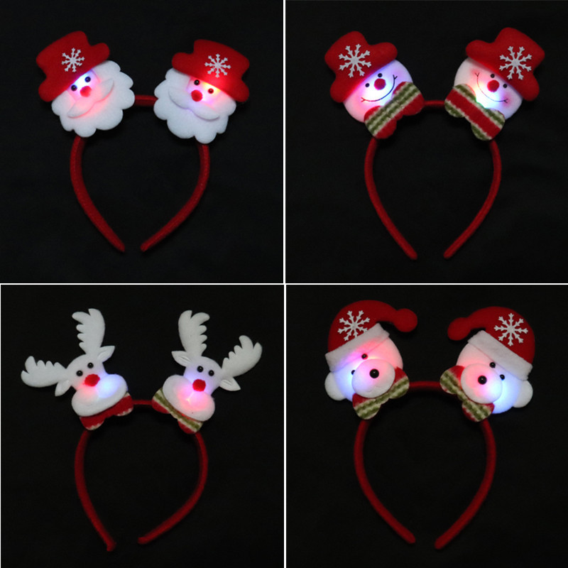 Christmas headband Christmas Glow Hair clasp Adult children decorative dress up decorations Elderly snowman antler gift details Picture
