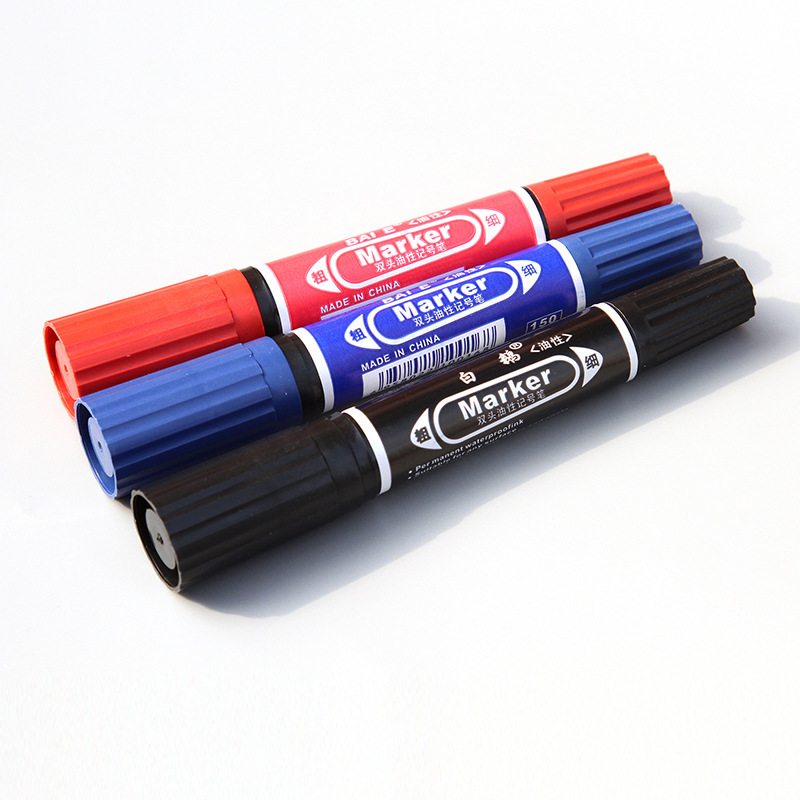 White Goose Quick Drying Double Head Marker Black Large Color Line Marker Large Head Marker Oil Marker Logistics Painting Application Scenario