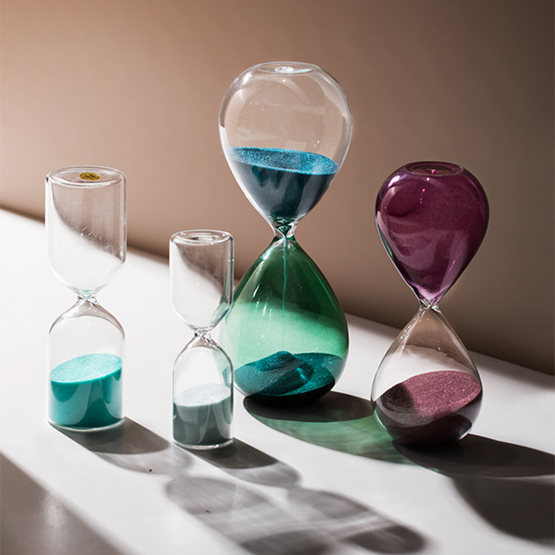 创意玻璃沙漏计时器摆件时间5 10 15分钟现代简约客厅家居装饰品