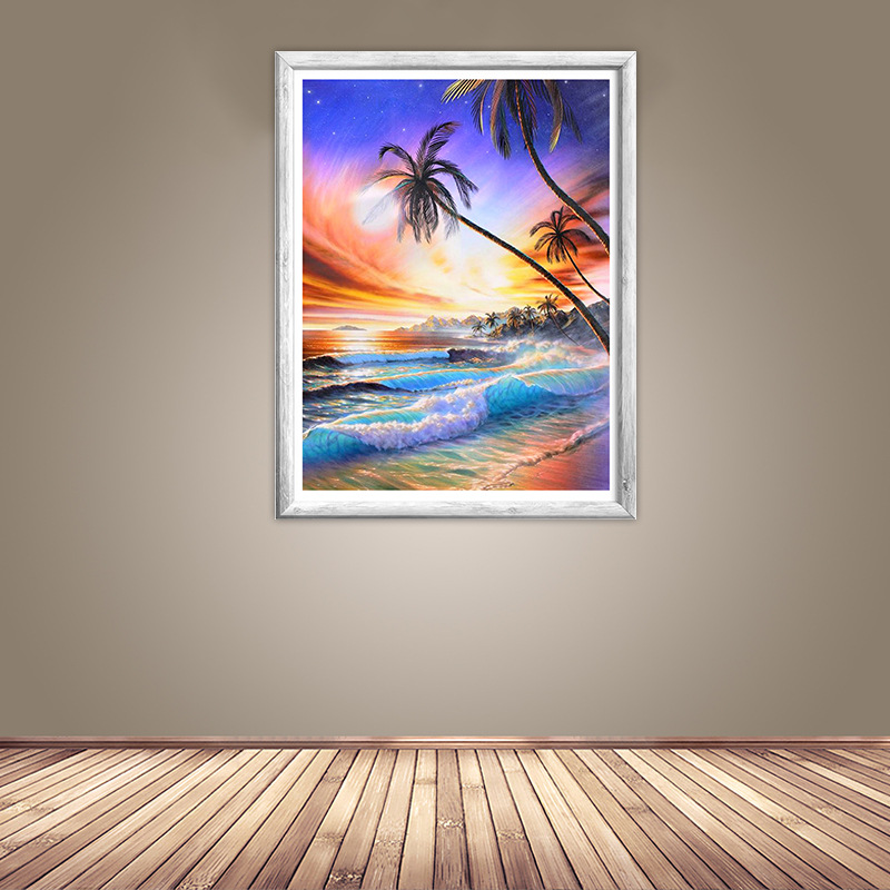 Factory Direct Wholesale New 5D Diamond Painting Full Of Diamonds Diy Foreign Trade Cross-Border Landscape Flower Animal Decorative Painting Murals Specification drawing