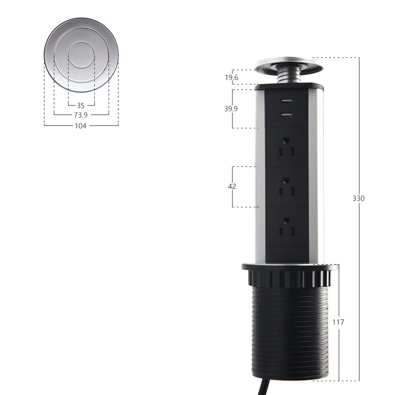 American standard USB hidden desktop office and kitchen socket Specification image