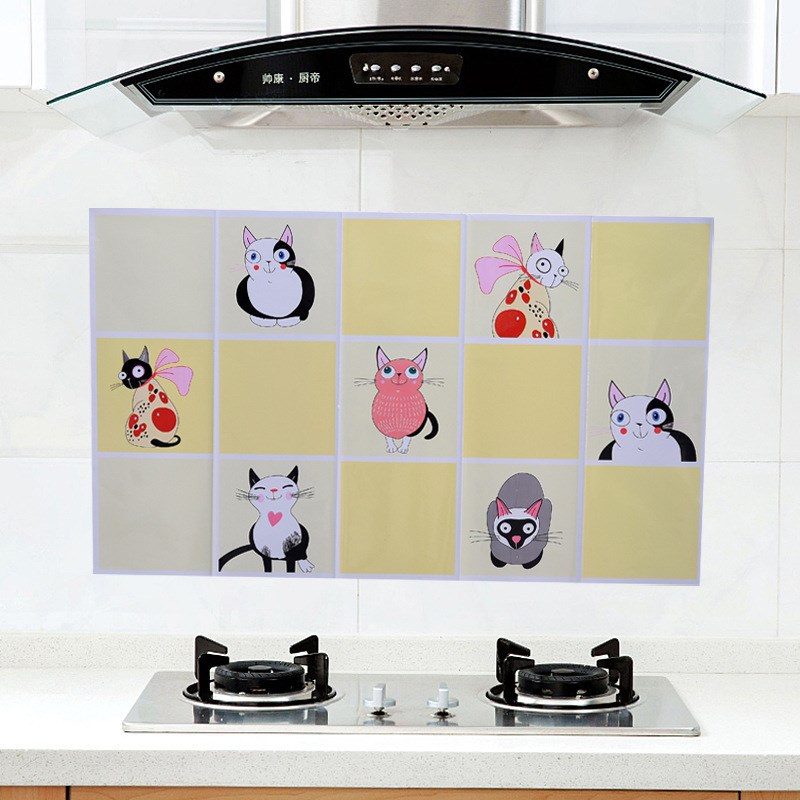 Self-adhesive greaseproof kitchen sticker Large cooktop heat resistant tile wall sticker Household cabinet sticker Waterproof wallpaper Specification drawing