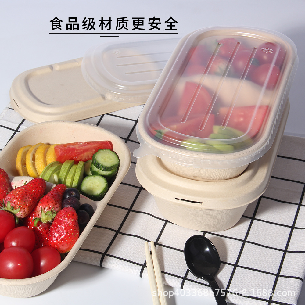 Disposable lunch boxes, biodegradable pulp lunch boxes, light food salad, fitness takeout packaging boxes, sugarcane pulp manufacturer wholesale details Picture