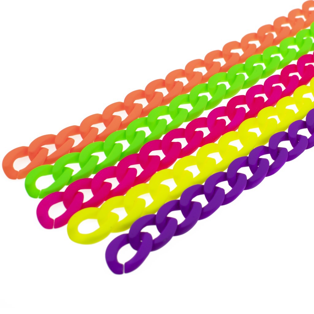 Acrylic chain, plastic hand feel paint, fluorescent color chain, creative mobile phone chain, diy accessory materials wholesale Item Picture