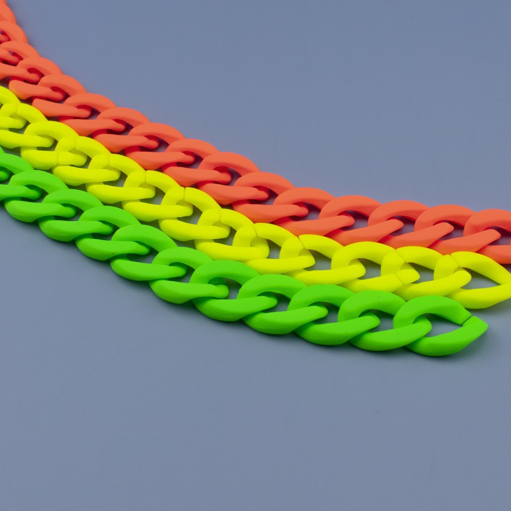 Acrylic chain, plastic hand feel paint, fluorescent color chain, creative mobile phone chain, diy accessory materials wholesale Specification image