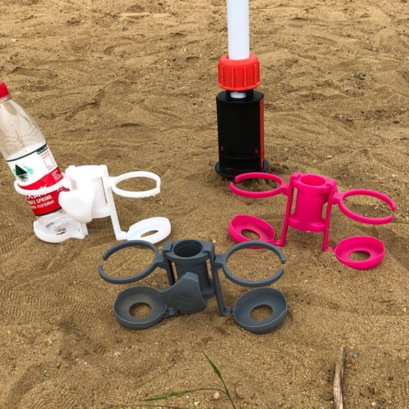 新型塑料便携式沙滩伞杯架咖啡饮料多功能伞管防漏水托杯架详情图3