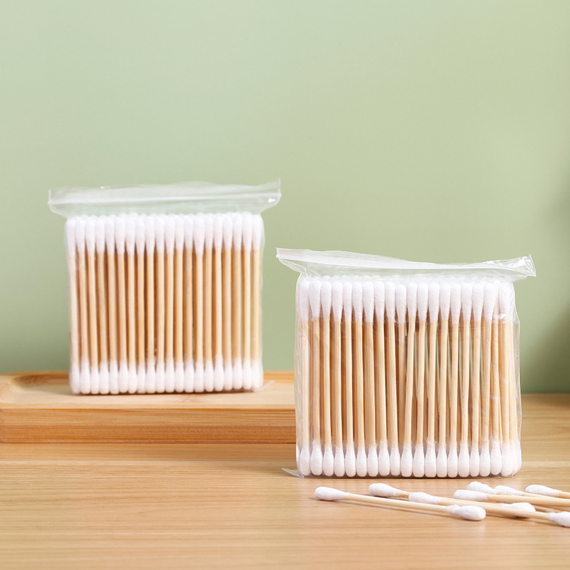 Bamboo Stick Double-Head Multi-Functional Cotton Swab Wholesale Large Disposable Tampon Stick Earscoop Makeup Remover Cotton Swab Specification drawing