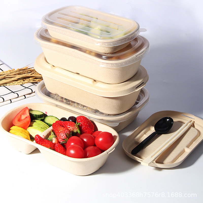 Disposable lunch boxes, biodegradable pulp lunch boxes, light food salad, fitness takeout packaging boxes, sugarcane pulp manufacturer wholesale Specification image
