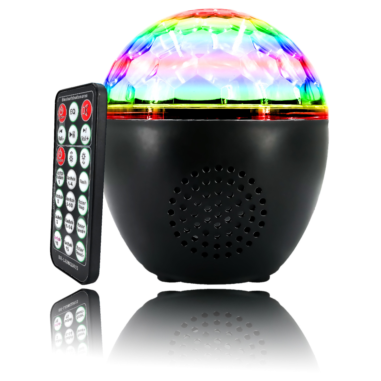 Small Magic ball light with Bluetooth speaker box, 16-color LED stage light, seven-color rotating crystal magic ball disco ball light Item Picture