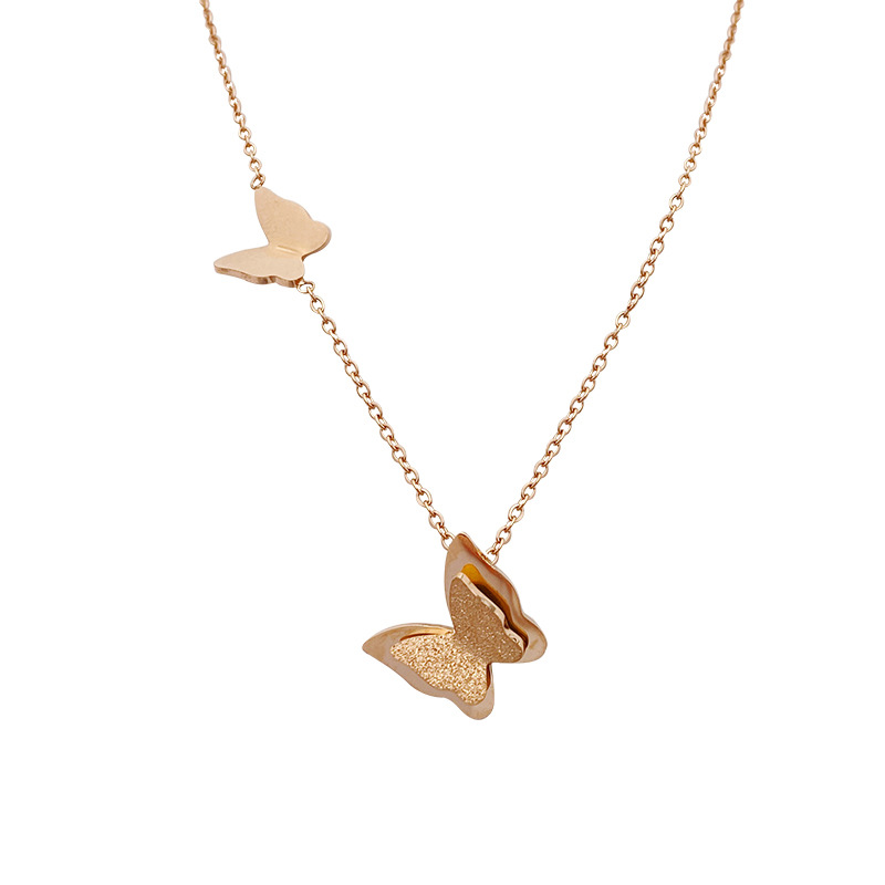 Titanium Steel Butterfly Necklace Short Female Lock Neck Bone Chain Does Not Fade Cold Wind Ins Fashion Temperament Net Red Simple Jewelry Item Picture