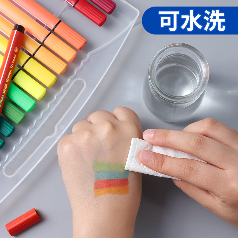 Children's watercolor pens, diy drawing pens, doodling colored pens, washable drawing pens, large-capacity triangular rod watercolor pens Specification image