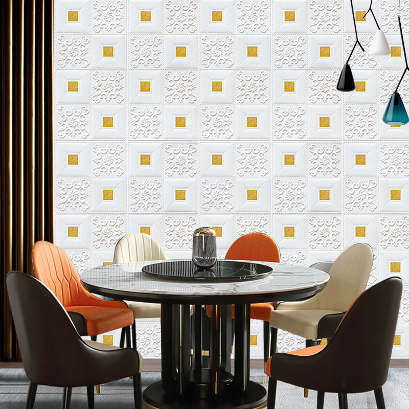 3D Three-Dimensional Wall Paste Self-Adhesive Foam Wallpaper Bedroom Decoration Waterproof Wallpaper Anti-Collision Soft Bag Ceiling Sticker details Picture
