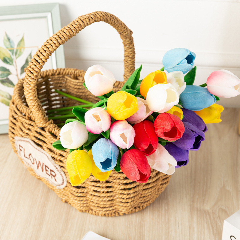 Duff Simulation Mini Tulip Fake Flower Home Living Room Decoration Flower Arrangement Material Feel Pu Wedding Decoration details Picture